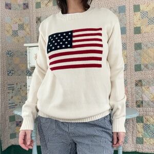 Brandy Melville Cream Sweater with American Flag Knit